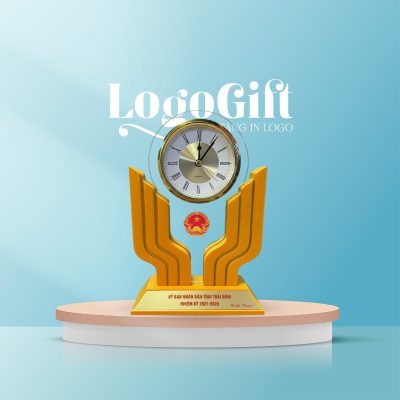 Quà tặng Đại hội in logo đồng hồ để bàn thương hiệu Kashi 16x21cm LG-ĐH19