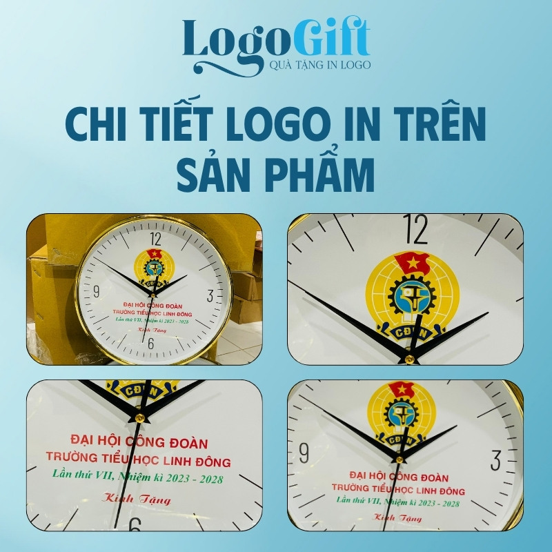 Đồng hồ treo tường in logo số in quà tặng Đại hội LG-ĐH29