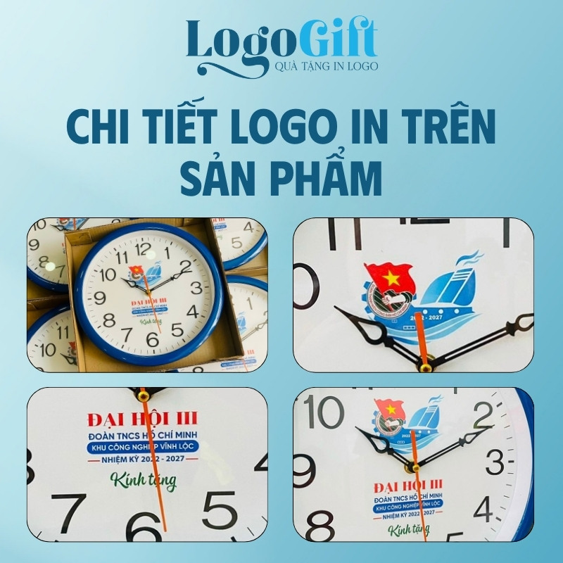 In logo lên đồng hồ treo tường quà tặng Đại hội số in LG-ĐH31