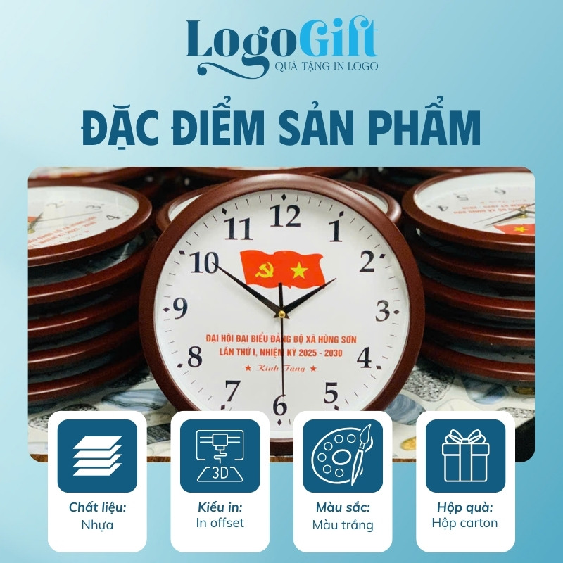 Quà tặng Đại hội in logo đồng hồ treo tường số in LG-ĐH25