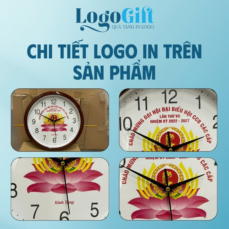 Quà tặng Đại hội đồng hồ treo tường in logo số in LG-ĐH32
