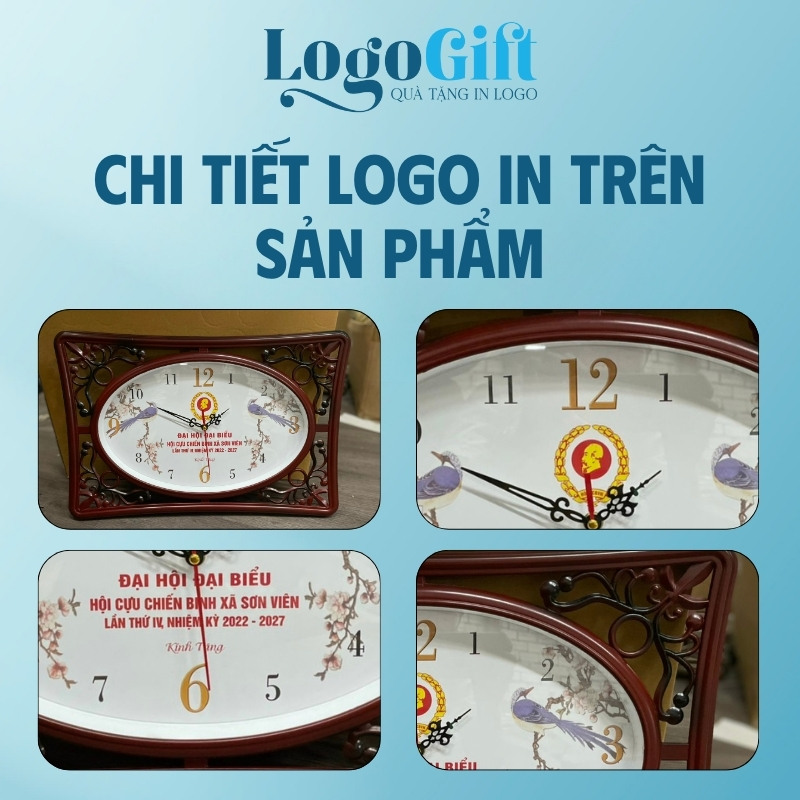 Đồng hồ treo tường quà tặng Đại hội in logo số in LG-ĐH33