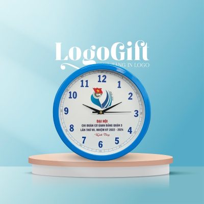 Đồng hồ treo tường in logo quà tặng Đại hội số in LG-ĐH34