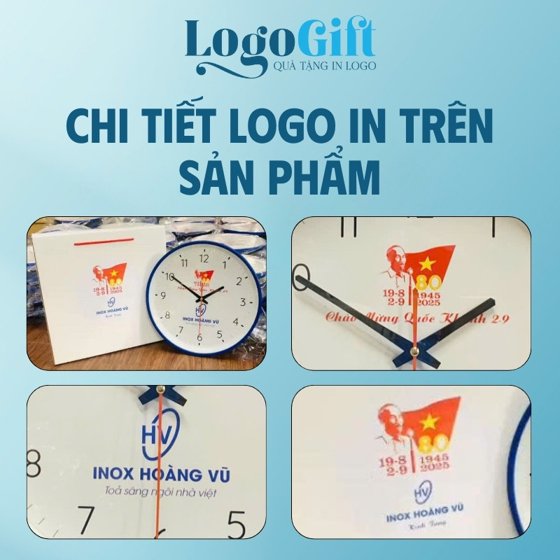 Đồng hồ treo tường quà tặng Đại hội in logo số in LG-ĐH06