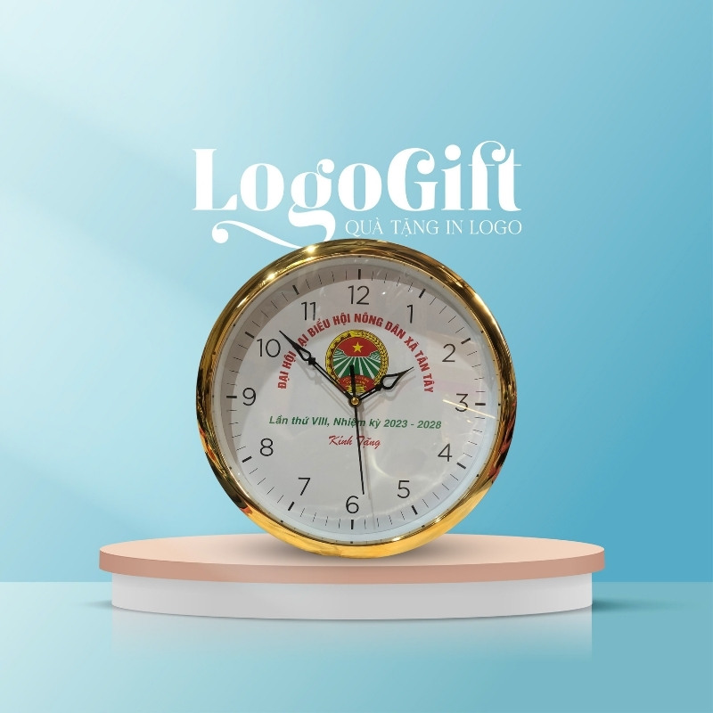In logo lên đồng hồ treo tường quà tặng Đại hội số in LG-ĐH26