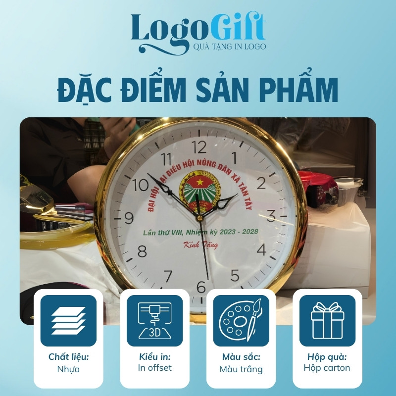 In logo lên đồng hồ treo tường quà tặng Đại hội số in LG-ĐH26