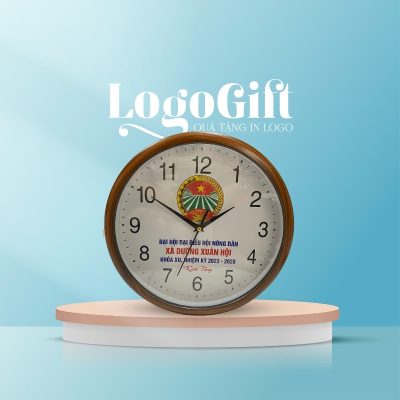 Đồng hồ treo tường in logo quà tặng Đại hội số in LG-ĐH27