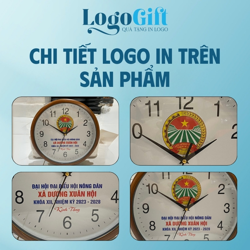 Đồng hồ treo tường in logo quà tặng Đại hội số in LG-ĐH27