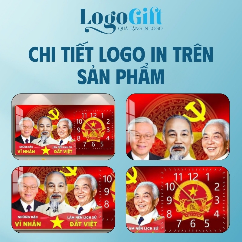 Đồng hồ treo tường in logo quà tặng Đại hội tráng gương có viền LG-ĐH08