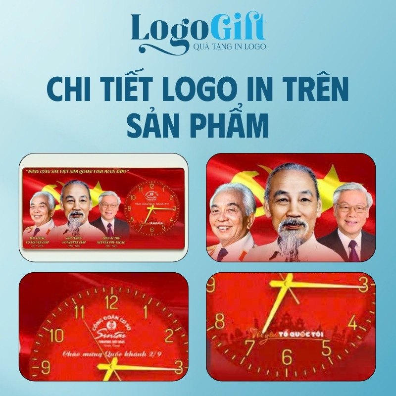 In logo lên đồng hồ treo tường quà tặng Đại hội tráng gương có viền LG-ĐH09
