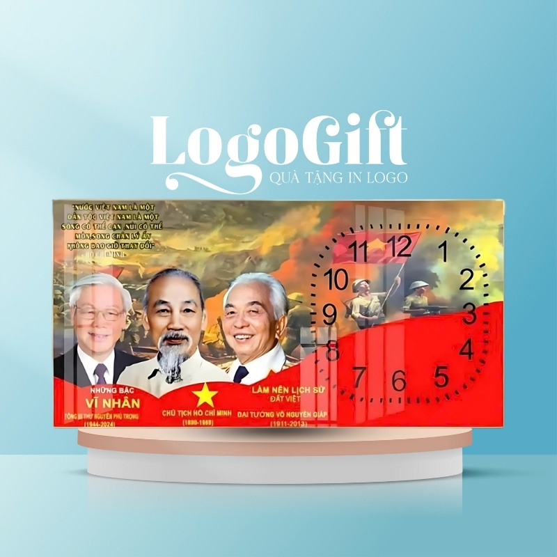 Quà tặng Đại hội đồng hồ treo tường in logo tráng gương không viền LG-ĐH07