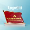 Quà tặng Đại Hội huy hiệu in logo đổ keo màu đỏ LG-HH04