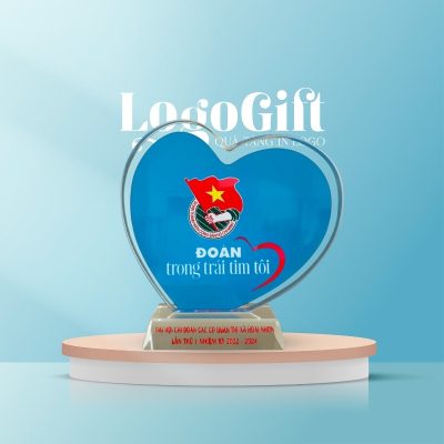 Kỷ niệm chương in logo quà tặng Đại Hội hình trái tim LG-KNC08