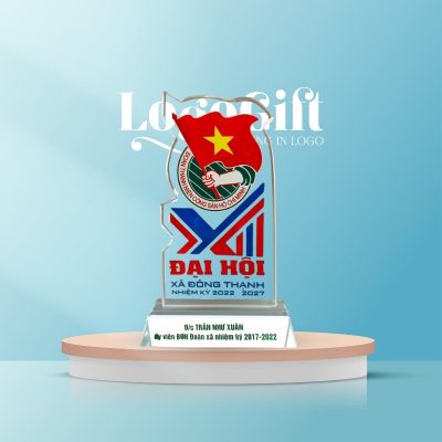 Quà tặng Đại Hội kỷ niệm chương  in logo pha lê LG-KNC09
