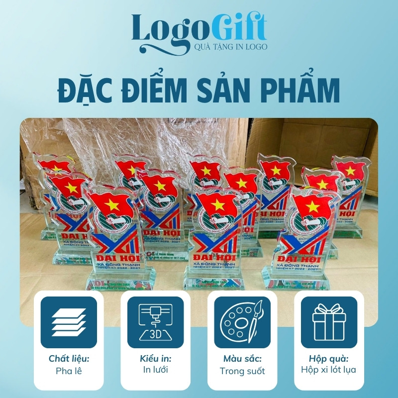Quà tặng Đại Hội kỷ niệm chương in logo pha lê LG-KNC09