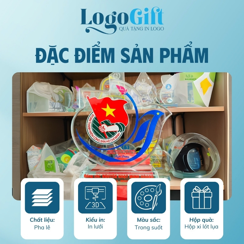 Kỷ niệm chương quà tặng Đại Hội in logo pha lê LG-KNC10