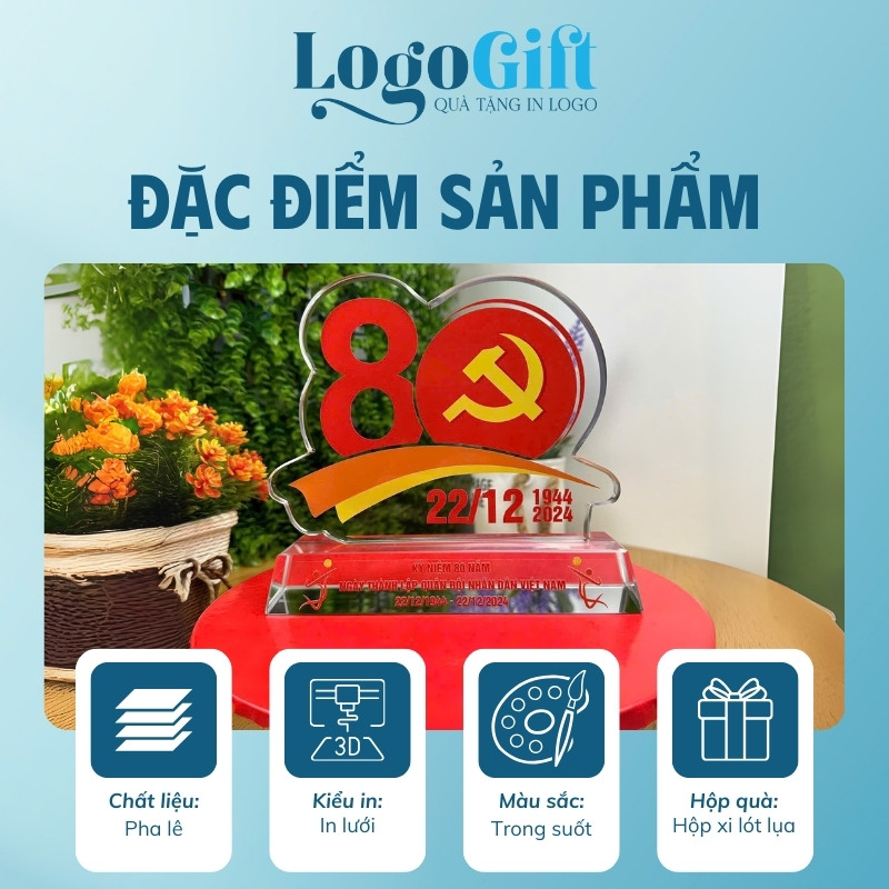 Quà tặng Đại Hội kỷ niệm chương in logo pha lê LG-KNC05