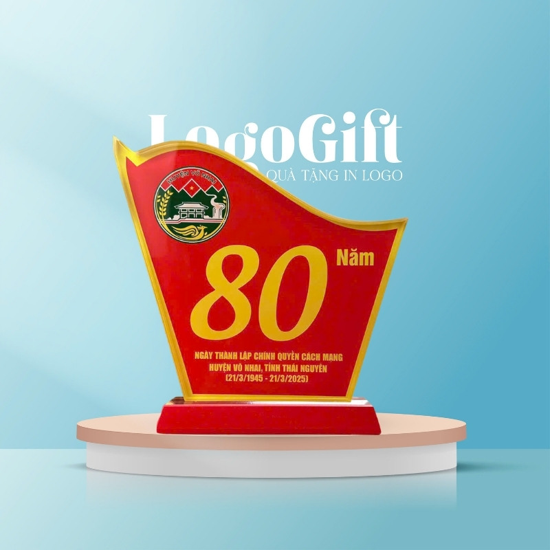 Kỷ niệm chương in logo quà tặng Đại Hội pha lê LG-KNC06