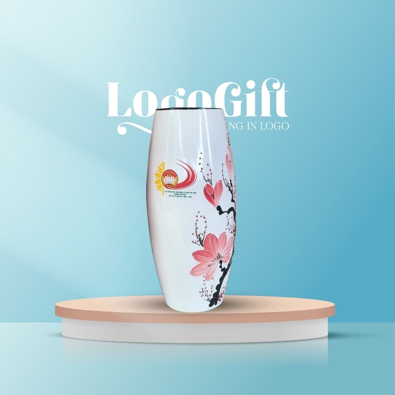 Bình hoa in logo quà tặng Đại Hội dáng bom hoa đào LG-LH08