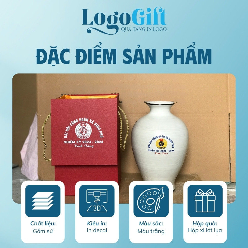 Quà tặng Đại Hội bình hoa in logo dáng đùi dế LG-LH11