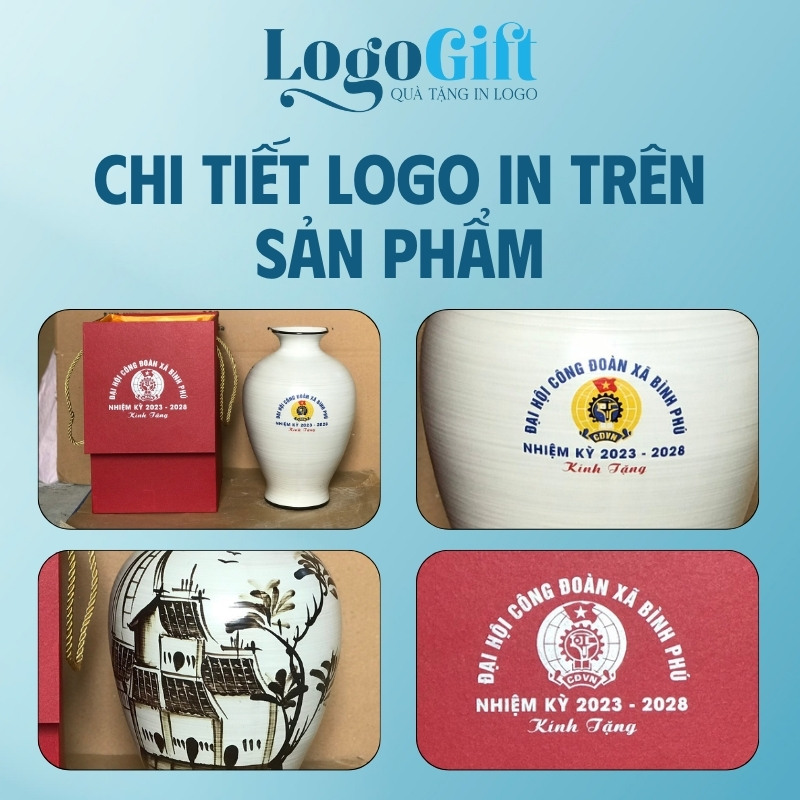 Quà tặng Đại Hội bình hoa in logo dáng đùi dế LG-LH11