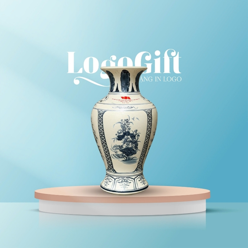In logo lên bình hoa quà tặng Đại Hội dáng đùi dế LG-LH10