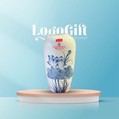 Quà tặng Đại Hội in logo bình hoa dáng phích sen xanh LG-LH06