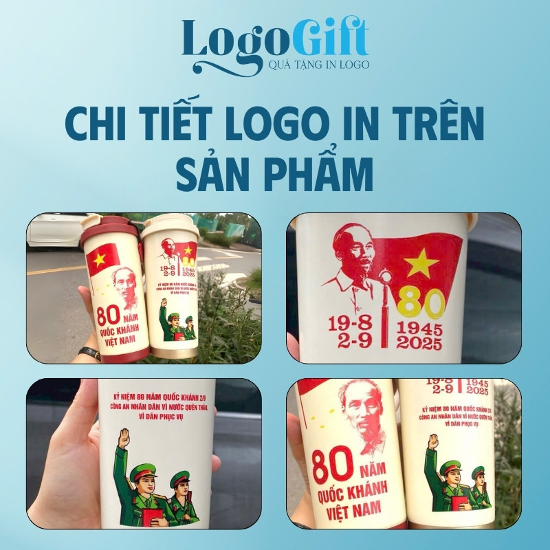 Ly giữ nhiệt quà tặng Đại Hội in logo màu trắng 500ml LG-LGN08