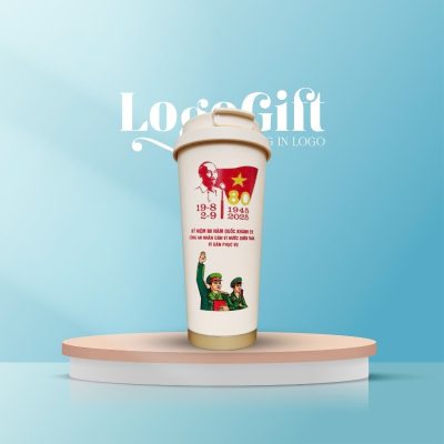 Ly giữ nhiệt quà tặng Đại Hội in logo màu trắng 500ml LG-LGN08
