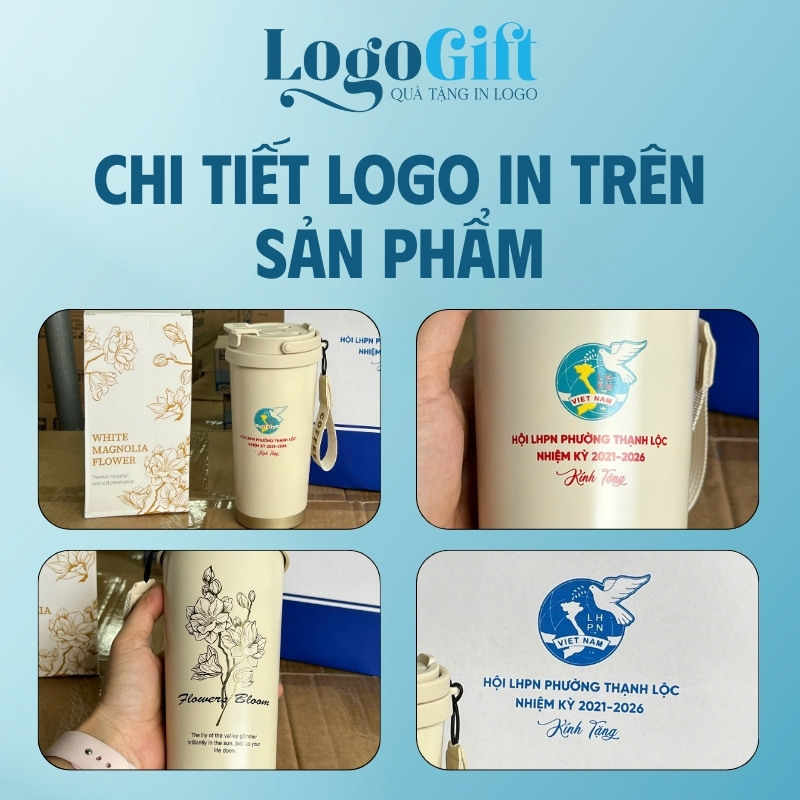 Quà tặng Đại hội in logo ly giữ nhiệt thương hiệu Flower 500ml LG-LGN10