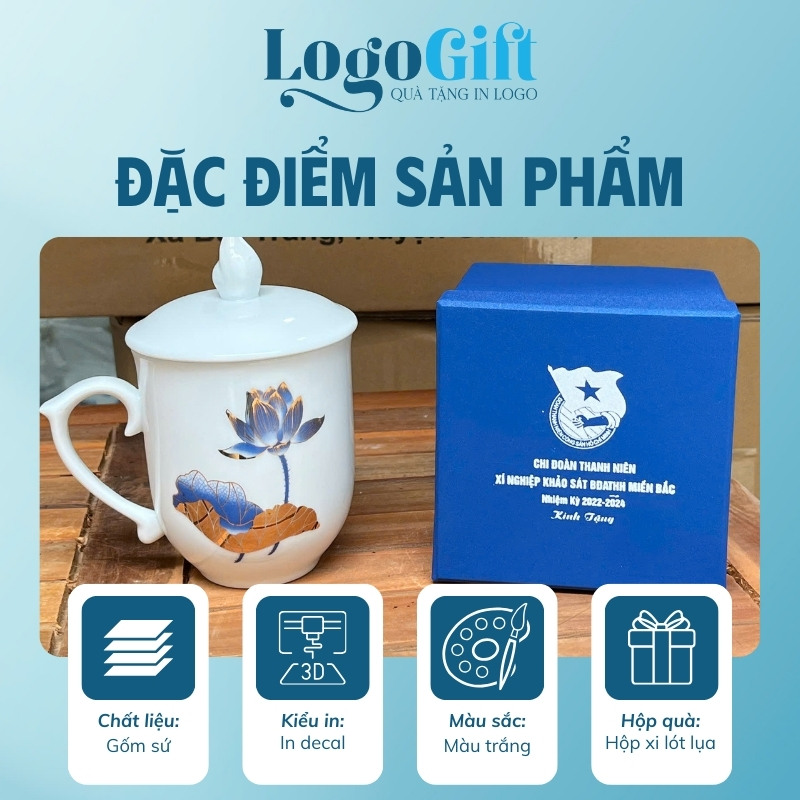 Quà tặng Đại Hội ca sứ in logo dáng ngọn lửa có nắp 350ml LG-CS12