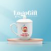 Ly sứ in logo quà tặng Đại Hội dáng ngọn lửa có nắp 350ml LG-CS09