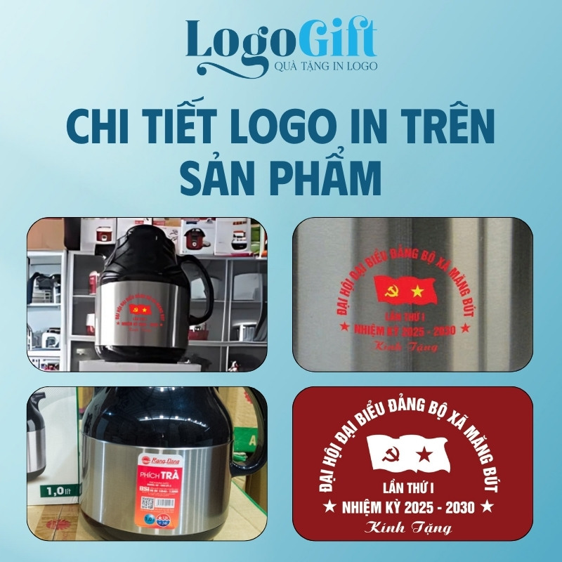 Phích giữ nhiệt quà tặng Đại hội in logo thương hiệu Rạng Đông LG-PGN04