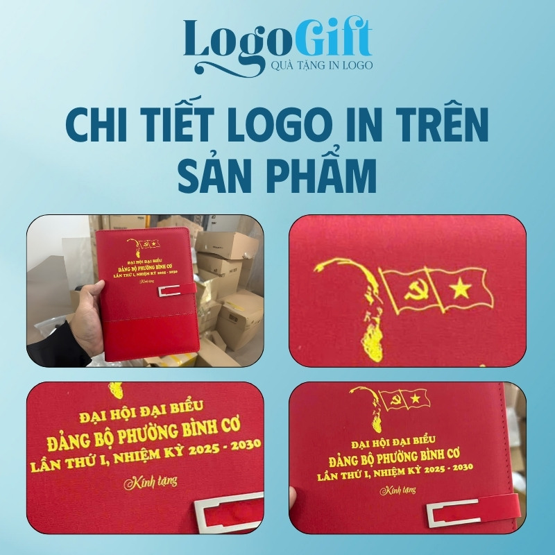Sổ da quà tặng Đại Hội in logo dán gáy LG-SD10