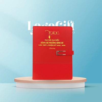 Sổ da quà tặng Đại Hội in logo dán gáy LG-SD10