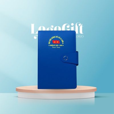 Sổ da in logo dán gáy khuy bấm quà tặng Đại Hội LG-SD09