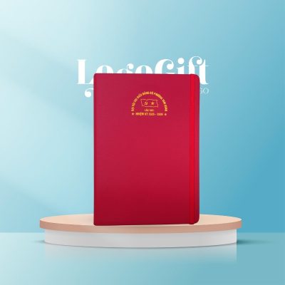 In logo lên sổ da quà tặng Đại Hội màu đỏ LG-SD08
