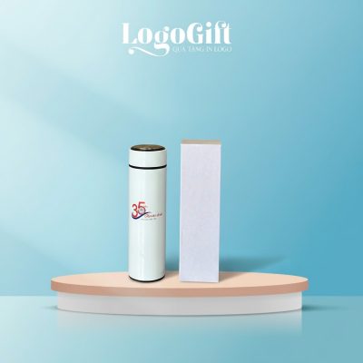 Bình giữ nhiệt in logo quà tặng kỷ niệm thành lập màu trắng 500ml LG-BGN24