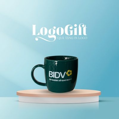 Cốc Sứ In Logo Xanh Lục Quà Tặng Doanh Nghiệp Cao Cấp