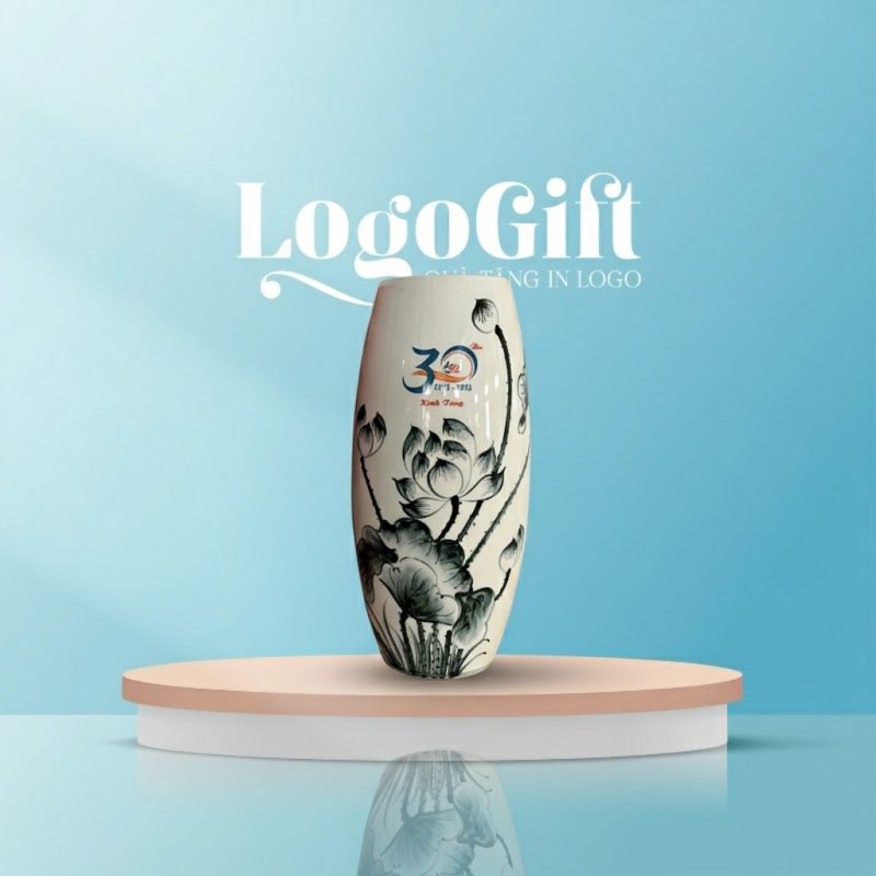 Lọ Hoa Gốm Sứ Bát Tràng In Logo Quà Tặng Kỷ Niệm | LogoGift