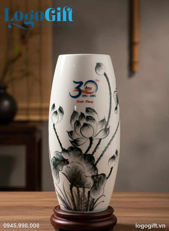 Lọ Hoa Gốm Sứ Bát Tràng In Logo Quà Tặng Kỷ Niệm | LogoGift