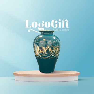 lo-hoa-bat-trang-qua-tang-in-logo-men-xanh-ve-vang-ma-dao-thanh-cong-31cm-lg-lh15