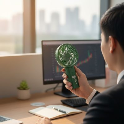 quat-dien-cam-tay-mini-qua-tang-in-logo-mau-xanh-la-4-5w-19cm-lg-qd02