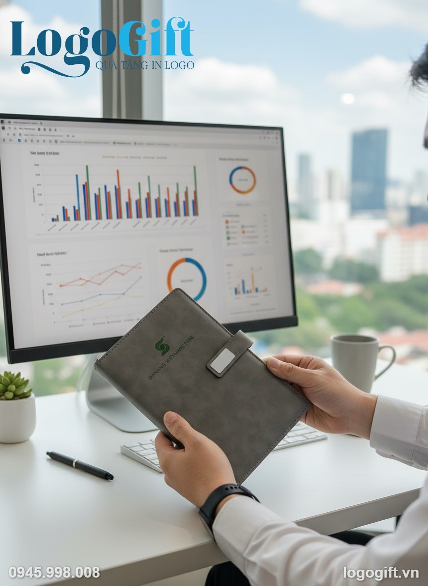 Sổ Da Quà Tặng A5 LogoGift In Logo Gài Nam Châm Cao Cấp