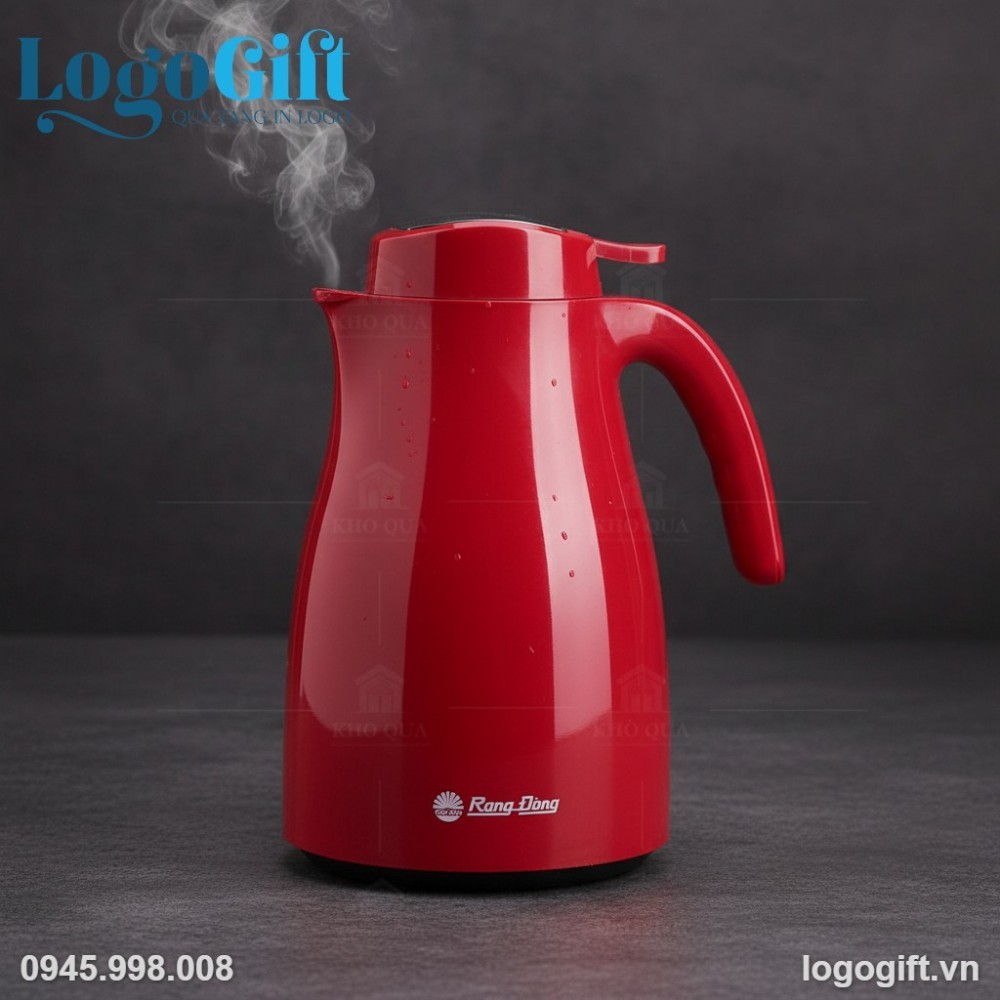 Phích giữ nhiệt Rạng Đông quà tặng in logo 1.5L màu đỏ LG-PGN08