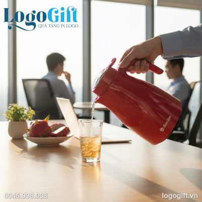 Phích giữ nhiệt Rạng Đông quà tặng in logo 1.5L màu đỏ LG-PGN08