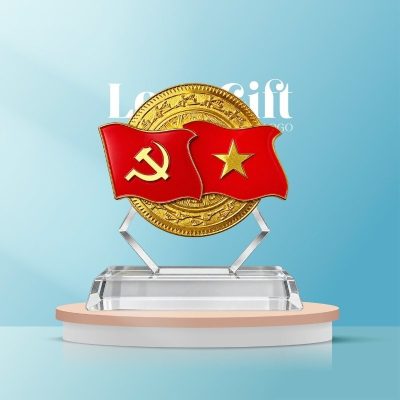 Biểu trưng Lửa Việt chất liệu pha lê mặt tròn mạ vàng cao cấp LG-KNC12 - Ảnh đại diện