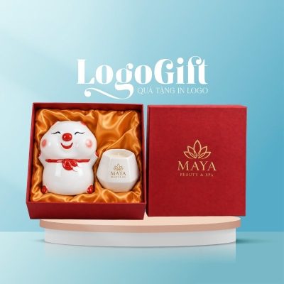 Bộ giftset quà tặng in logo 2 món gồm cốc đựng nến và heo đất má bánh bao LG-BGS15 - Ảnh đại diện