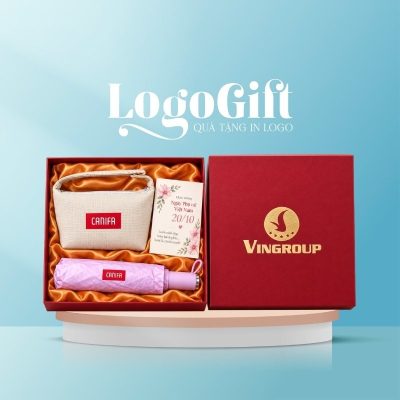 Bộ giftset quà tặng in logo 2 món gồm túi cói cầm tay và ô dù gấp 3 tự động 2 chiều 10 nan LG-BGS14 - Ảnh đại diện