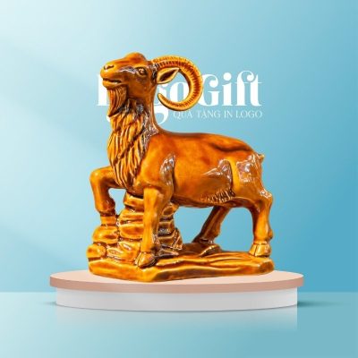 Tượng dê gốm sứ Hạo Dương Chiêu Tài men vàng hoàng thổ LG-TLV03 - Ảnh đại diện